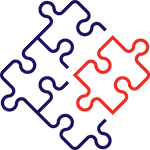 Icon of jigsaw puzzle pieces fitting together